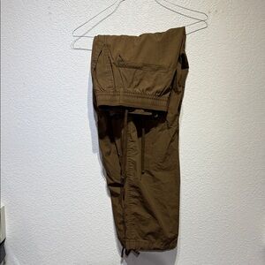 Men's Brown Casual Pants puffy lightweight Jogger Pull String Cuff